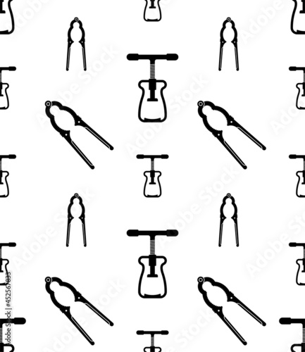 Nut Cracker Icon Seamless Pattern, Nut Shell Cracking Tool