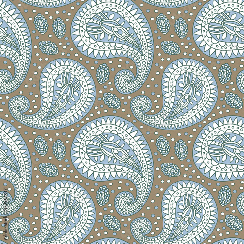 Ornamental paisley pattern in muted calm colors. Luxury oriental background for wallpaper and fashionable textile.