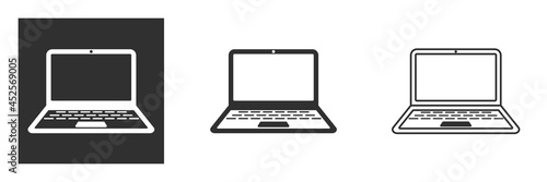 Laptop icons set изолированные. Laptop different style. collection Laptops or notebook computer. Flat and line icon - stock vector.