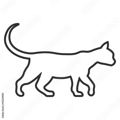 silhouette  walking cat icon. linear illustration. Pet and pet symbol