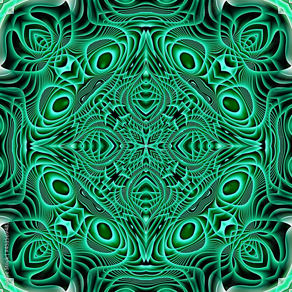 Obraz premium Abstract green kaleidoscopic pattern 