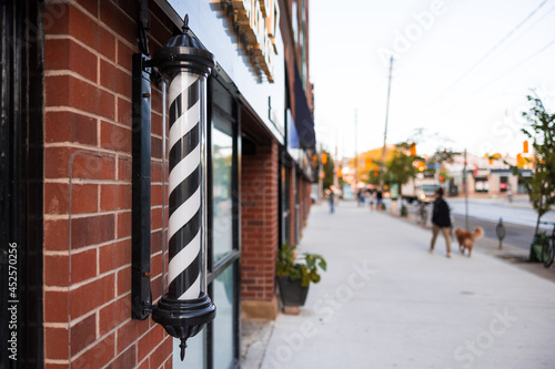 Photography Barber Shop and Pole Morning Commute King Street Toronto