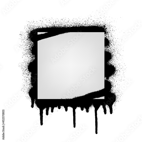 Square banner on graffiti background. Vector blank with aerosol stains