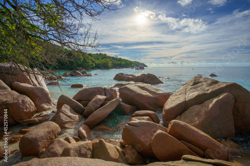 tropical beach anse lazio on praslin, seychelles