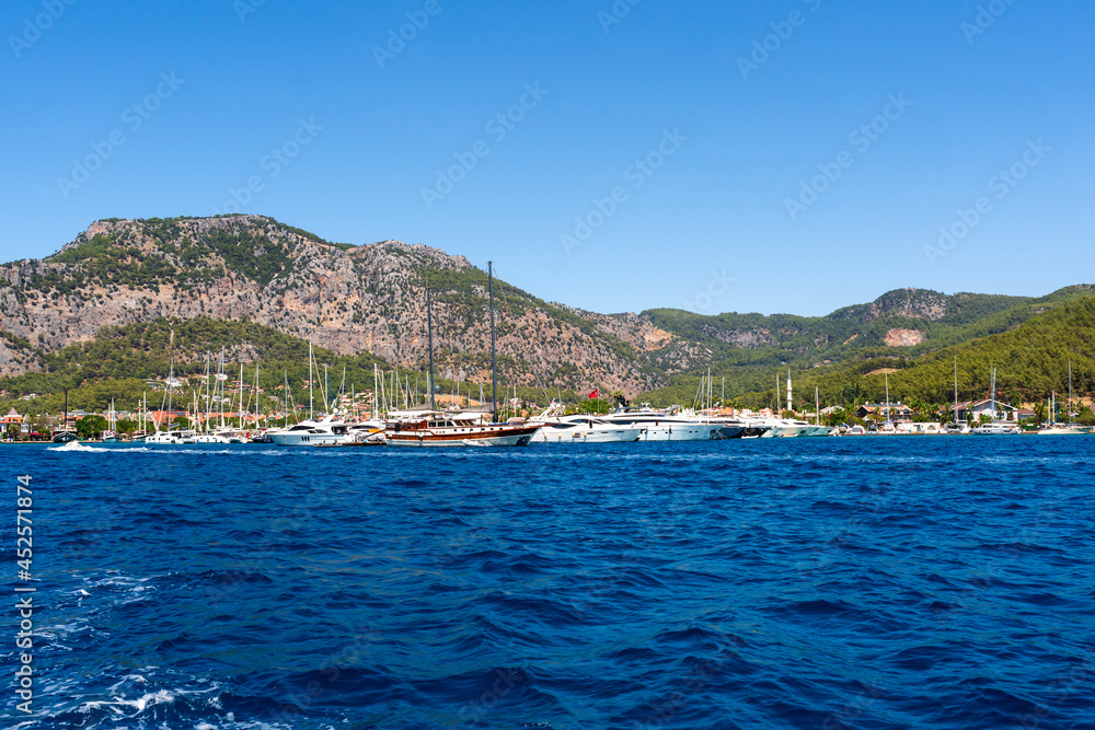 luxury sailing yacht in gocek bay, turkey