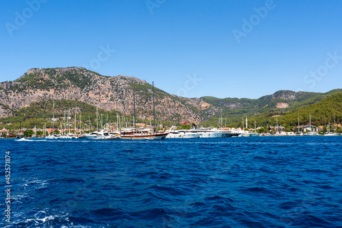 Fototapeta Naklejka Na Ścianę i Meble -  luxury sailing yacht in gocek bay, turkey