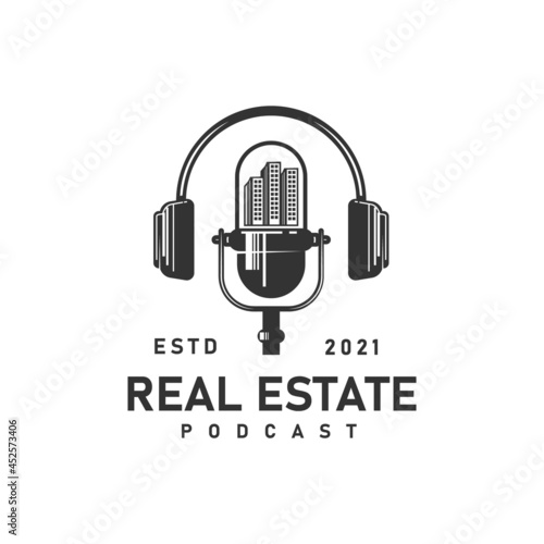 Real estate podcast logo template design