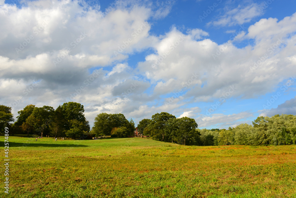 Historic Battlefield in Minute Man National Historical Park, Concord, Massachusetts MA, USA.