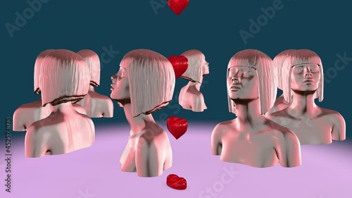A modern bust of a girl, dreams and inspiration. 3D rendering