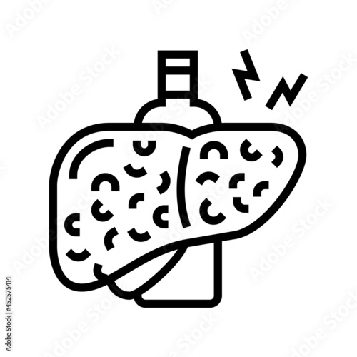 cirrhosis hepatitis line icon vector. cirrhosis hepatitis sign. isolated contour symbol black illustration