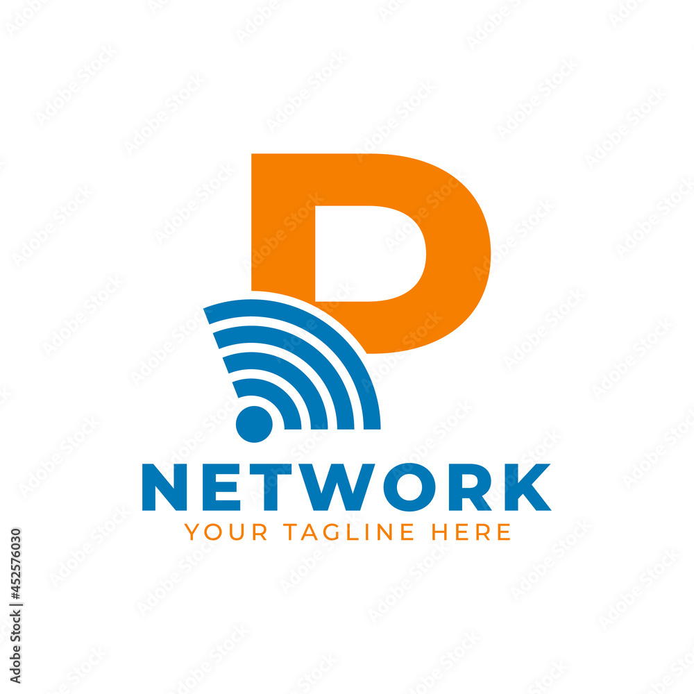 Initial Letter P with Signal Sign Logo Branding Identity Logo Design Template Initial Letter P with Signal Sign Logo Branding Identity Logo Design Template