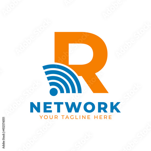 Initial Letter R with Signal Sign Logo Branding Identity Logo Design Template