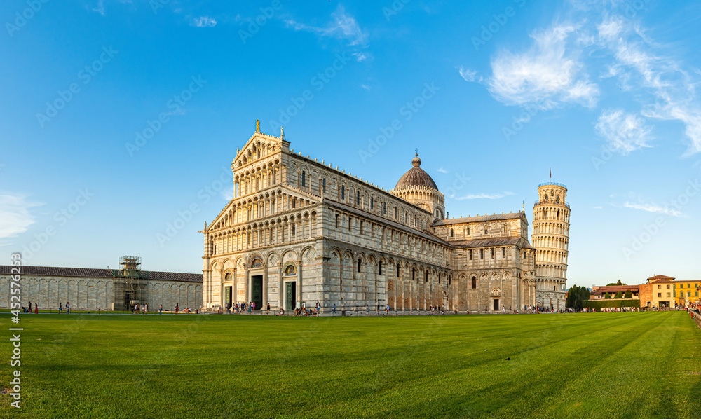 the world famous Piazza dei Miracoli in Pisa. the construction of the cathedral was begun in 1064