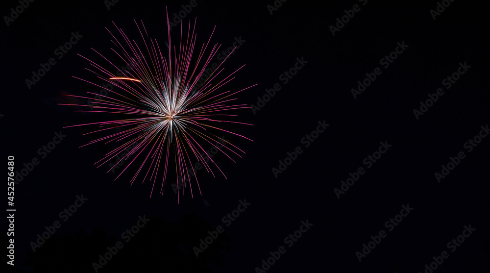 A Fireworks Display on a Beautiful Night Full of Color and Multiple Explosions
