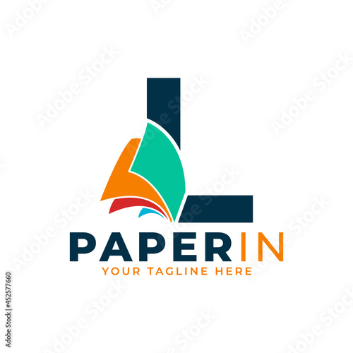 Modern Simple Letter L with Paper Logo Design Template