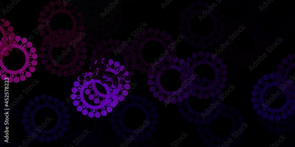 Dark purple, pink vector template with flu signs. Dark purple, pink vector template with flu signs.