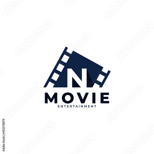 Film Logo. Initial Letter N Movie Logo Design Template Element. Eps10 Vector