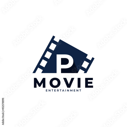Film Logo. Initial Letter P Movie Logo Design Template Element. Eps10 Vector