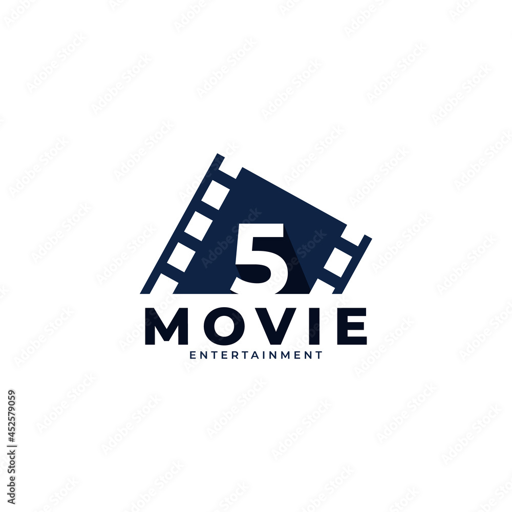 Obraz premium Film Logo. Number 5 Movie Logo Design Template Element. Eps10 Vector