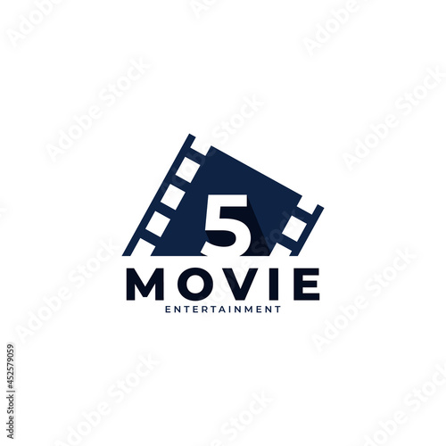 Film Logo. Number 5 Movie Logo Design Template Element. Eps10 Vector