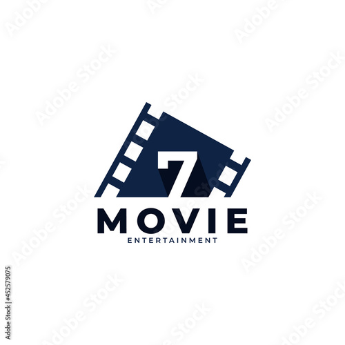 Film Logo. Number 7 Movie Logo Design Template Element. Eps10 Vector