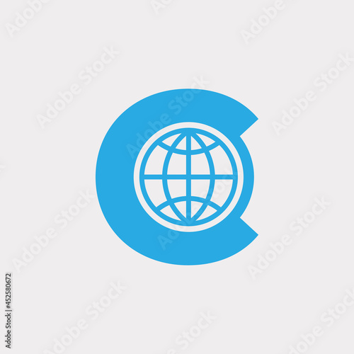 Initial Letter C Globe Logo Design Template Element. Vector Eps10