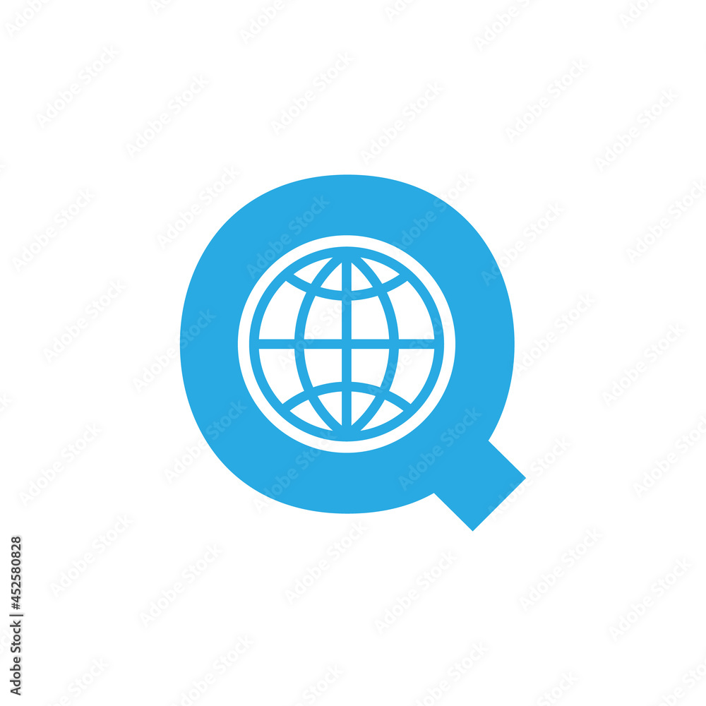 Initial Letter Q Globe Logo Design Template Element. Vector Eps10
