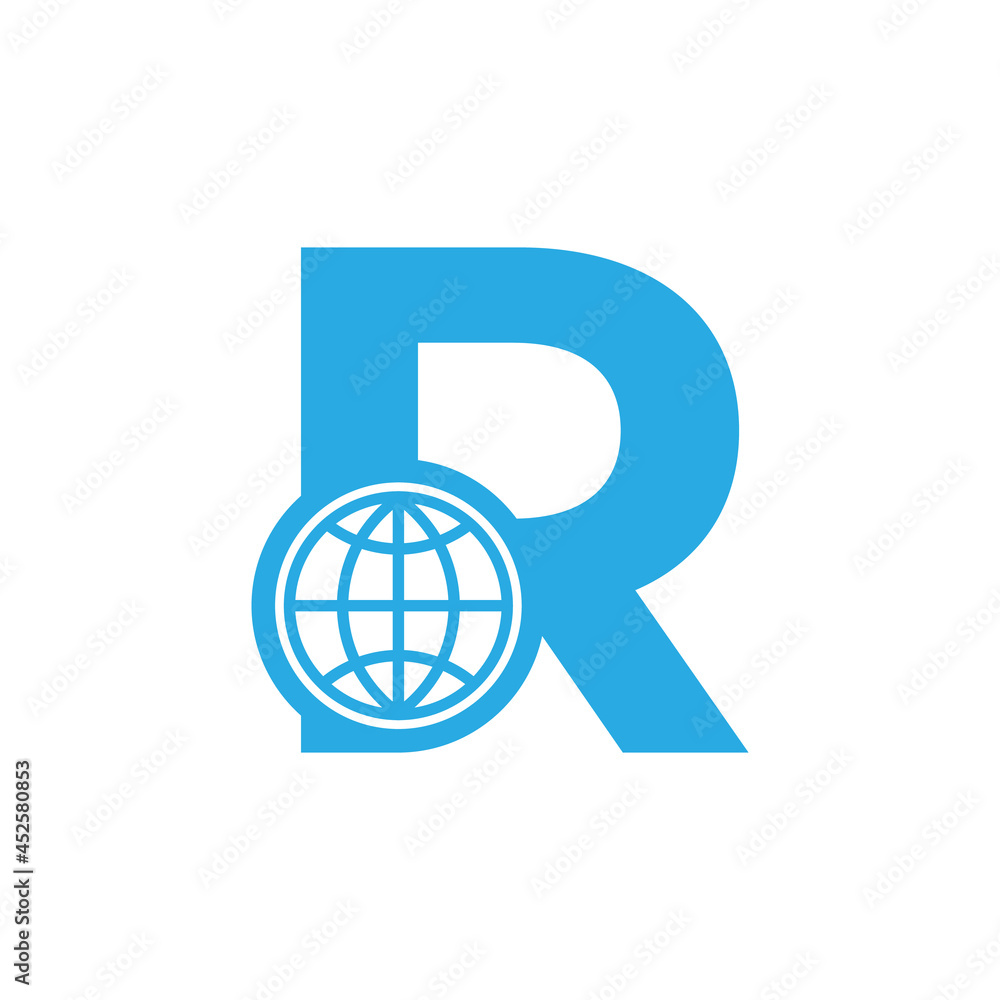 Initial Letter R Globe Logo Design Template Element. Vector Eps10 Initial Letter R Globe Logo Design Template Element. Vector Eps10