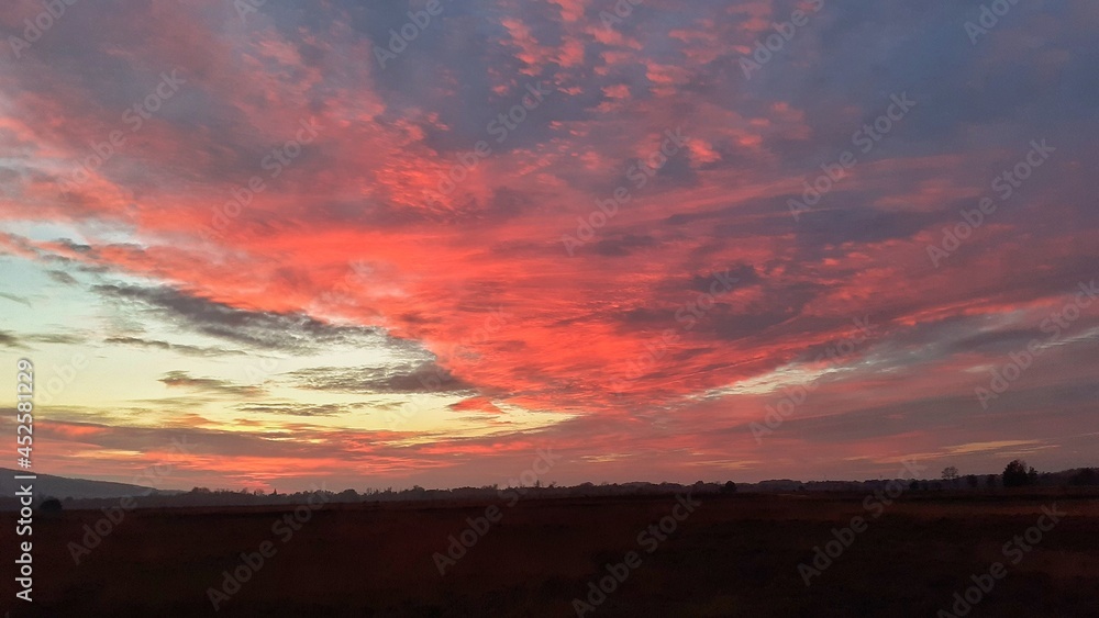 red sunset in the sky