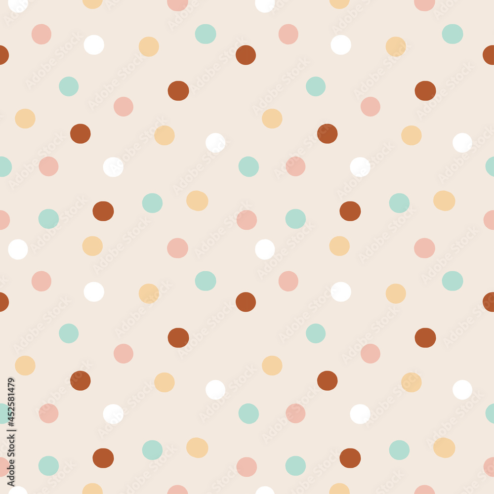 Round shapes vector seamless pattern.Colourful confetti festival party design. Hand drawn boho geometric abstract polka dots childish background. Scandinavian hand drawn patterns with circle shapes Round shapes vector seamless pattern.Colourful confetti festival party design. Hand drawn boho geometric abstract polka dots childish background. Scandinavian hand drawn patterns with circle shapes
