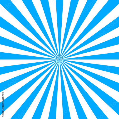 Blue starburst background. Oktoberfest banner. Abstract comic sunburst. Blue ray of sun. Background for beerfest with beam. Spiral light wallpaper. Design of sunbeam for circus. Vector