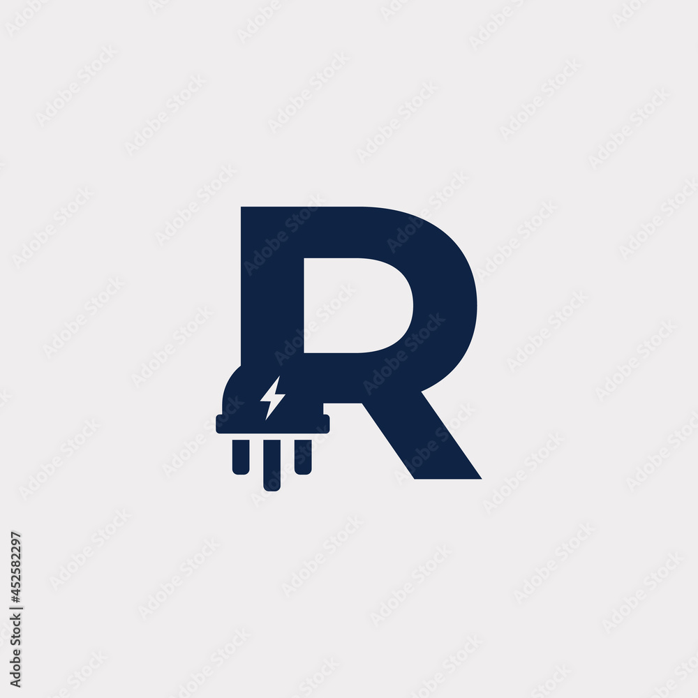 Initial Letter R Electric Icon Logo Design Element. Eps10 Vector Initial Letter R Electric Icon Logo Design Element. Eps10 Vector