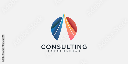 Construction logo design inspiration with colorful gradient for company Premium Vektor