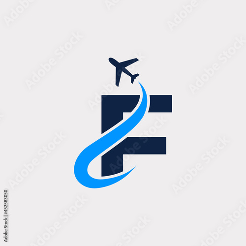 Creative Initial Letter F Air Travel Logo Design Template. Eps10 Vector
