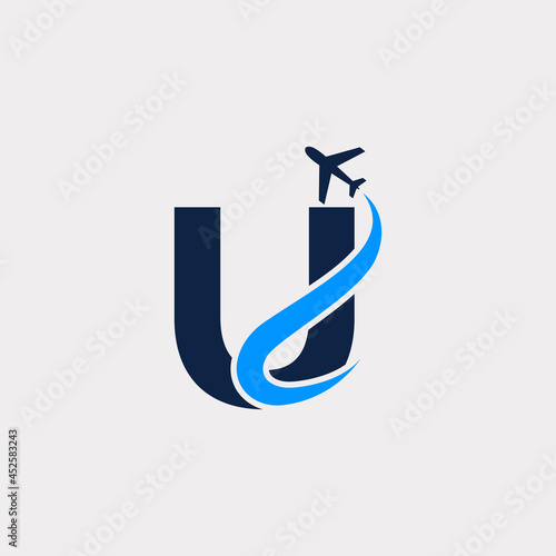 Creative Initial Letter U Air Travel Logo Design Template. Eps10 Vector