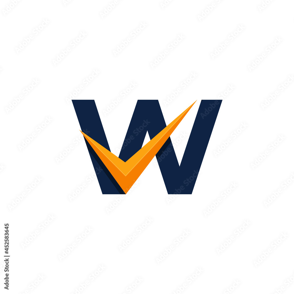 Approved Logo. Initial Letter W Check Logo Design Template. Eps10 Vector Approved Logo. Initial Letter W Check Logo Design Template. Eps10 Vector