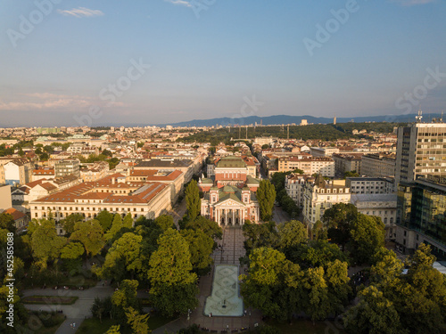 Aerial view of the Ivan Vazov National Theater in Sofia, Bulgaria photo