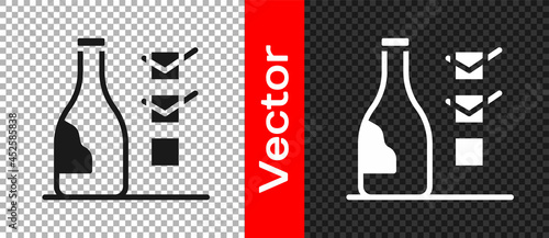 Black Bottle of wine icon isolated on transparent background. Vector