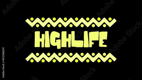 Wallpaper Mural Highlife African music style. Transparent Alpha channel. 4K video. Animated Cartoon Color text. African pop music Highlife for title concert, national musical festival, broadcast, social media Torontodigital.ca