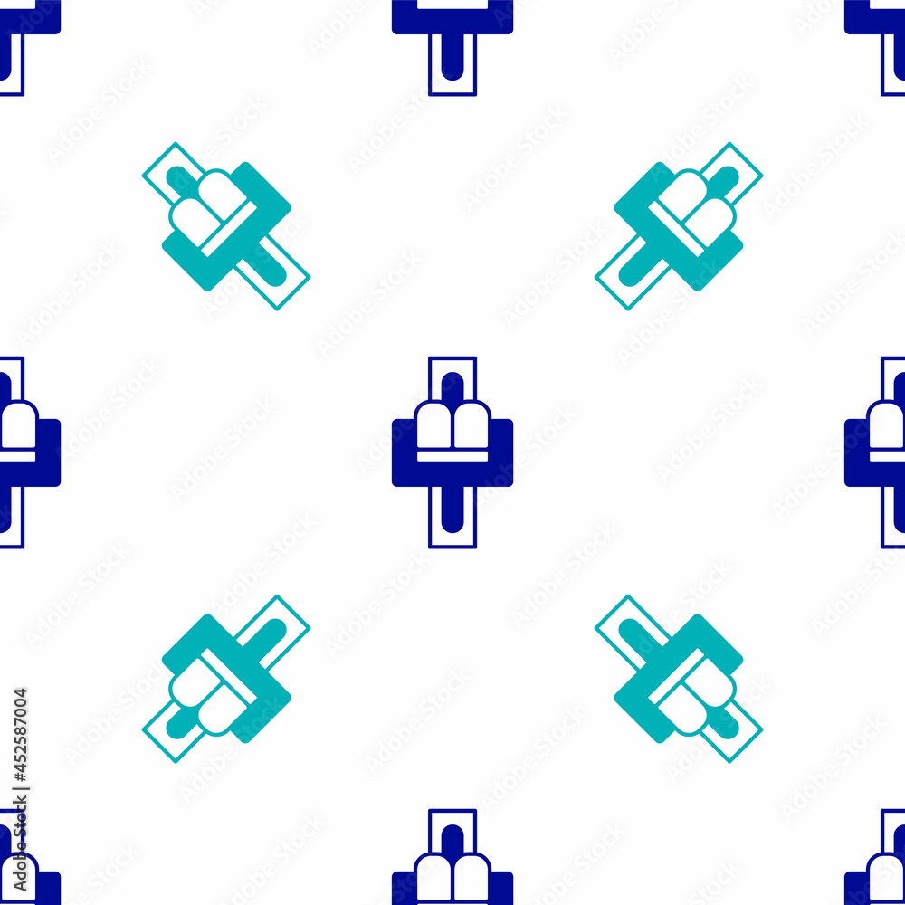Blue Attraction carousel icon isolated seamless pattern on white background. Amusement park. Childrens entertainment playground, recreation park. Vector Blue Attraction carousel icon isolated seamless pattern on white background. Amusement park. Childrens entertainment playground, recreation park. Vector