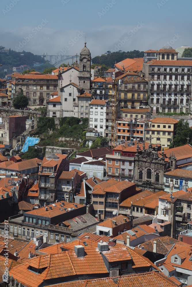View on the roofs in the city of Porto from the top of the cathedral