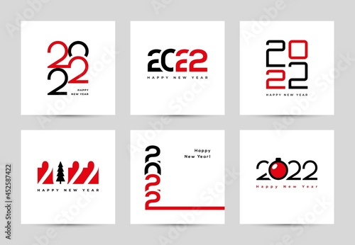2022 New Year greeting cards set.