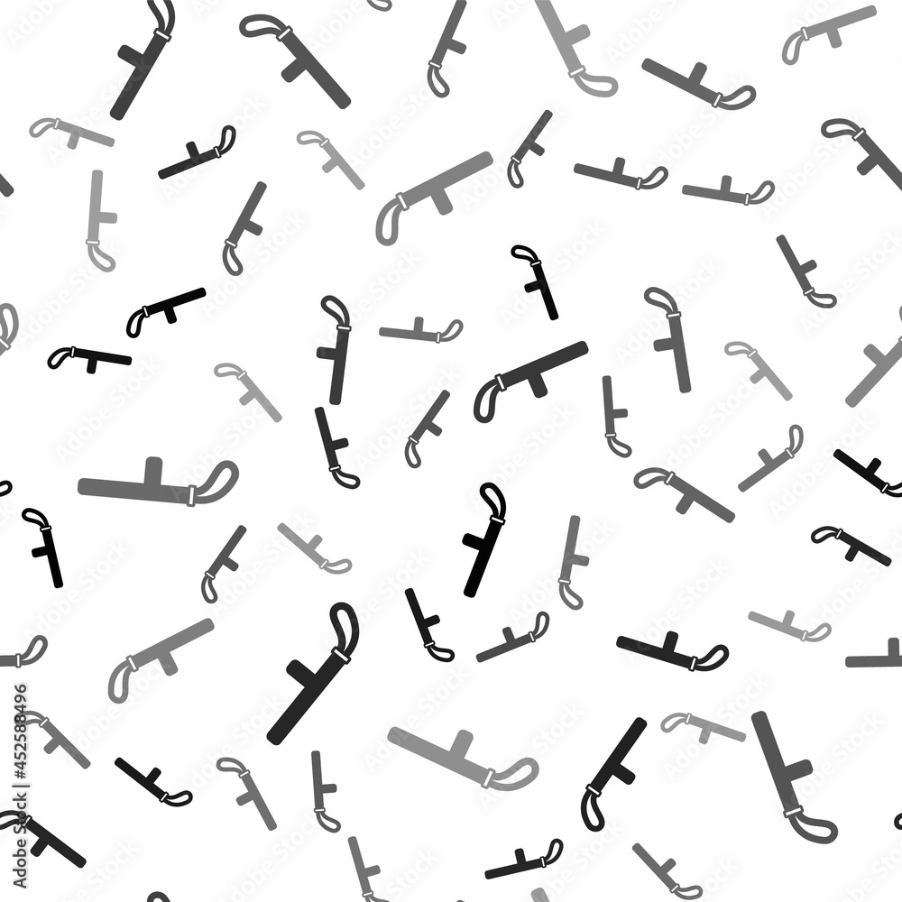 Black Police rubber baton icon isolated seamless pattern on white background. Rubber truncheon. Police Bat. Police equipment. Vector Black Police rubber baton icon isolated seamless pattern on white background. Rubber truncheon. Police Bat. Police equipment. Vector
