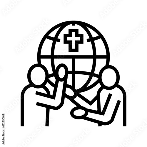 religious conflicts social problem line icon vector. religious conflicts social problem sign. isolated contour symbol black illustration