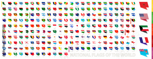 National flags of the World sorted by continent in modern design, all flags of the world.