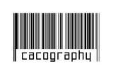 Digitalization concept. Barcode of black horizontal lines with inscription cacography