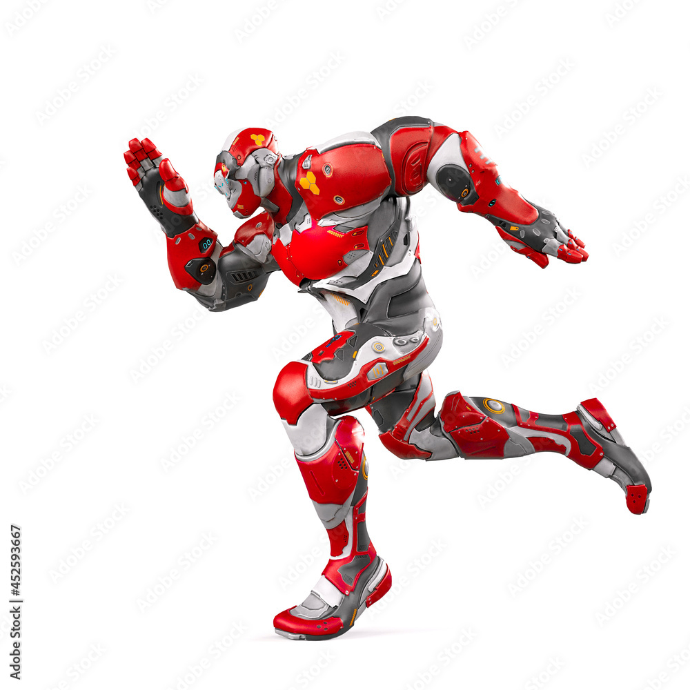 future soldier is running fast in white background future soldier is running fast in white background