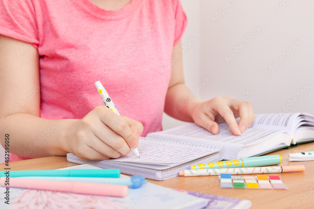 Young woman student read book and write, education and back to school Young woman student read book and write, education and back to school