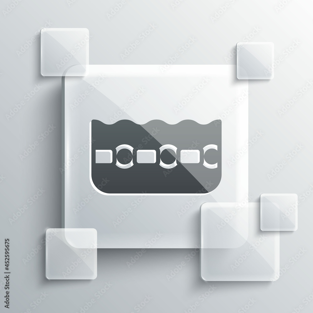 Grey Swimming pool icon isolated on grey background. Square glass panels. Vector Grey Swimming pool icon isolated on grey background. Square glass panels. Vector