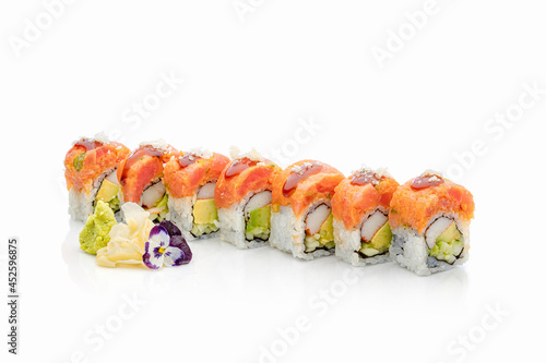 Special Sushi roll on white